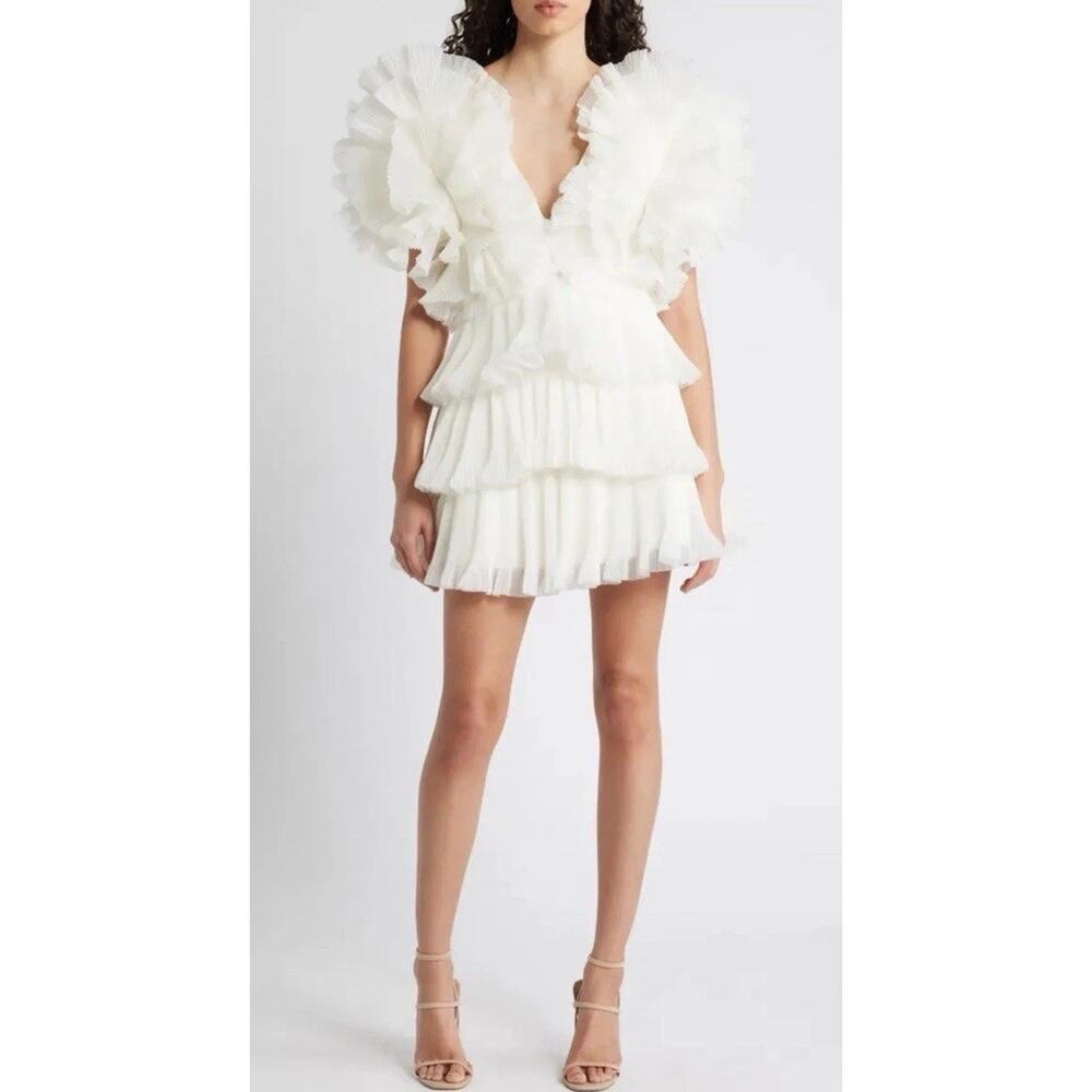 ACLER Spenmoss Ruffle Mini Dress Ivory US Sz 6 NWT $795
